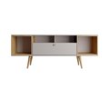 Designed To Furnish Theodore TV Stand with 6 Shelves in Off White & Cinnamon, 24.65 x 62.99 x 15.11 in. DE2616406